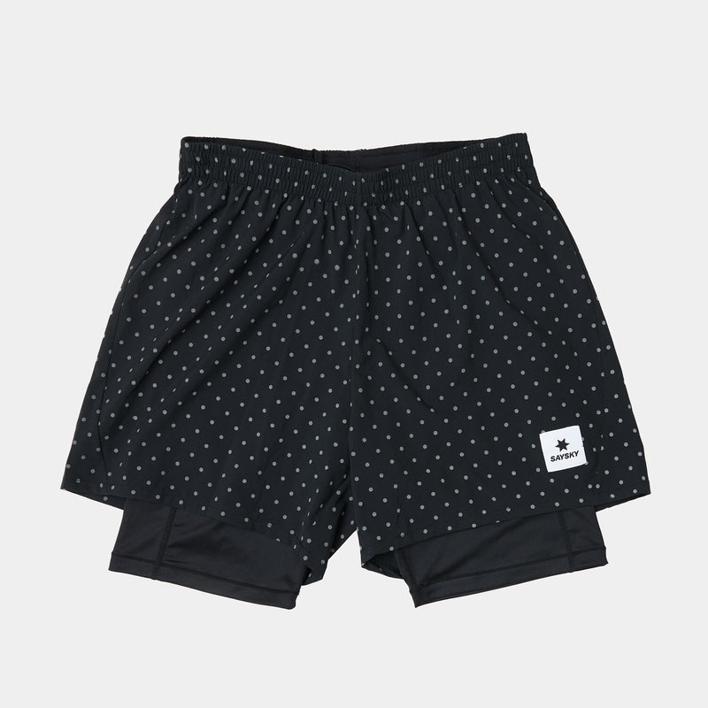 Saysky Reflective Polka 2 In 1 Pace Shorts 5" Black Reflective Polka 1018 MMRSH01C1018