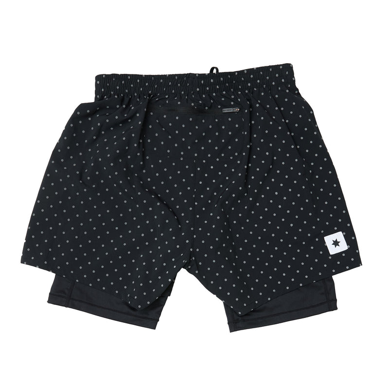 Saysky Reflective Polka 2 In 1 Pace Shorts 5" Black Reflective Polka 1018 MMRSH01C1018