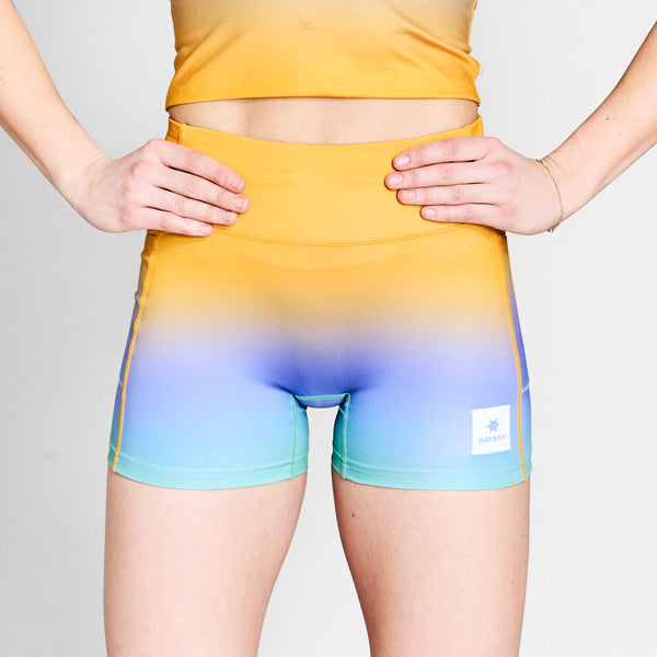 Saysky Drip Dye Combat+ Short Tights 4" Purple/Green/Yellow Drip Dye 1033 NWRST31C1033