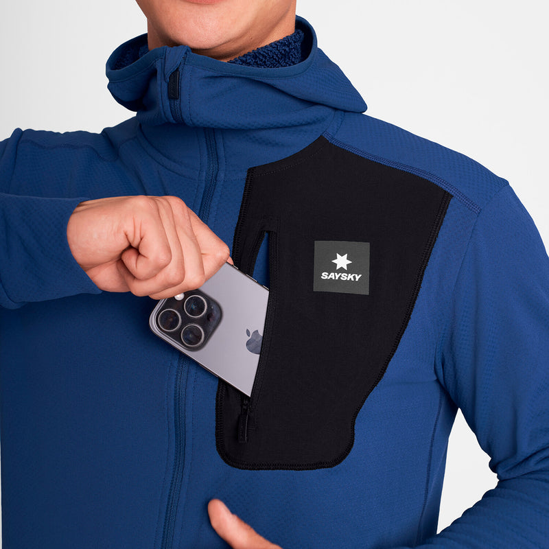 Saysky Combat Half Zip Fleece Hoodie Blue 219 OMRHO30C219