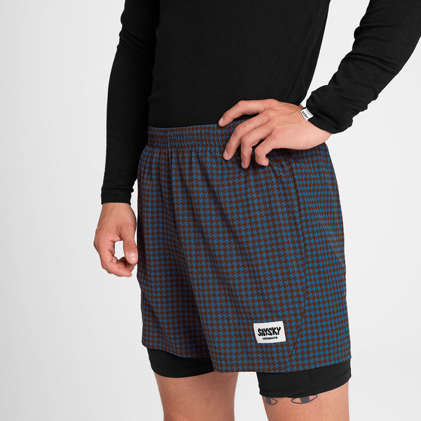 Saysky Houndstooth Pace 2 in 1  Shorts 5'' Blue Houndstooth 1047 OMRSH20C1047