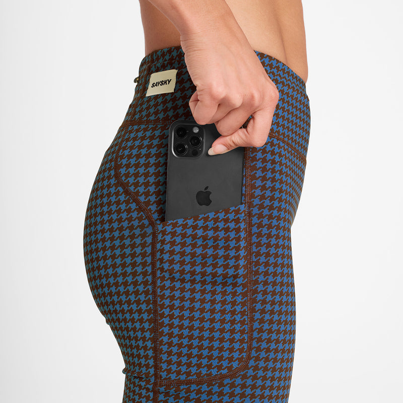 Saysky Houndstooth Combat+ Short Tights 7" Blue Houndstooth 1047 OWRST30C1047