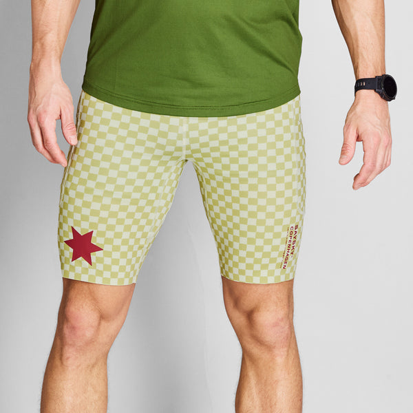 Saysky Checker Combat+ Short Tights 9" Green Checker 1034 NMRST31C1034