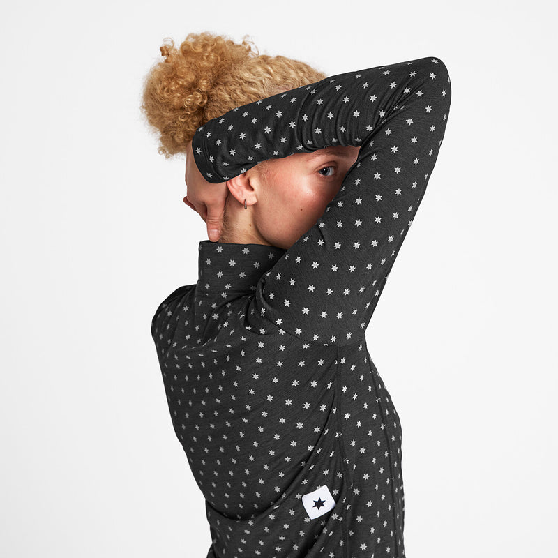 Saysky Reflective Pace Half Zip Long Sleeve Black Reflective Polka 1018 NWRLS21C1018